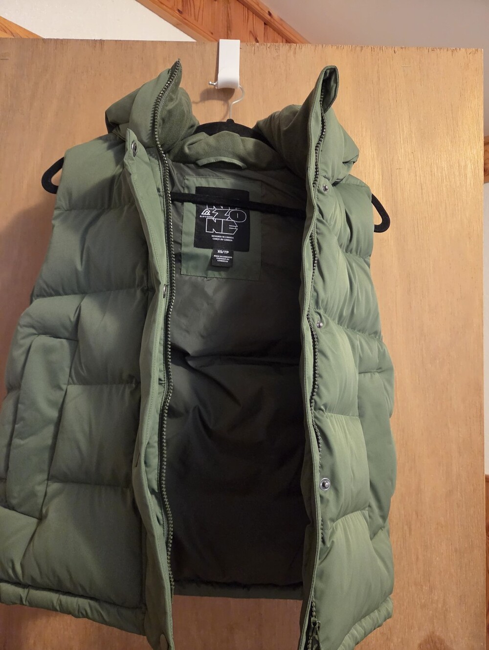 Olive Green Puffer Vest with Hood